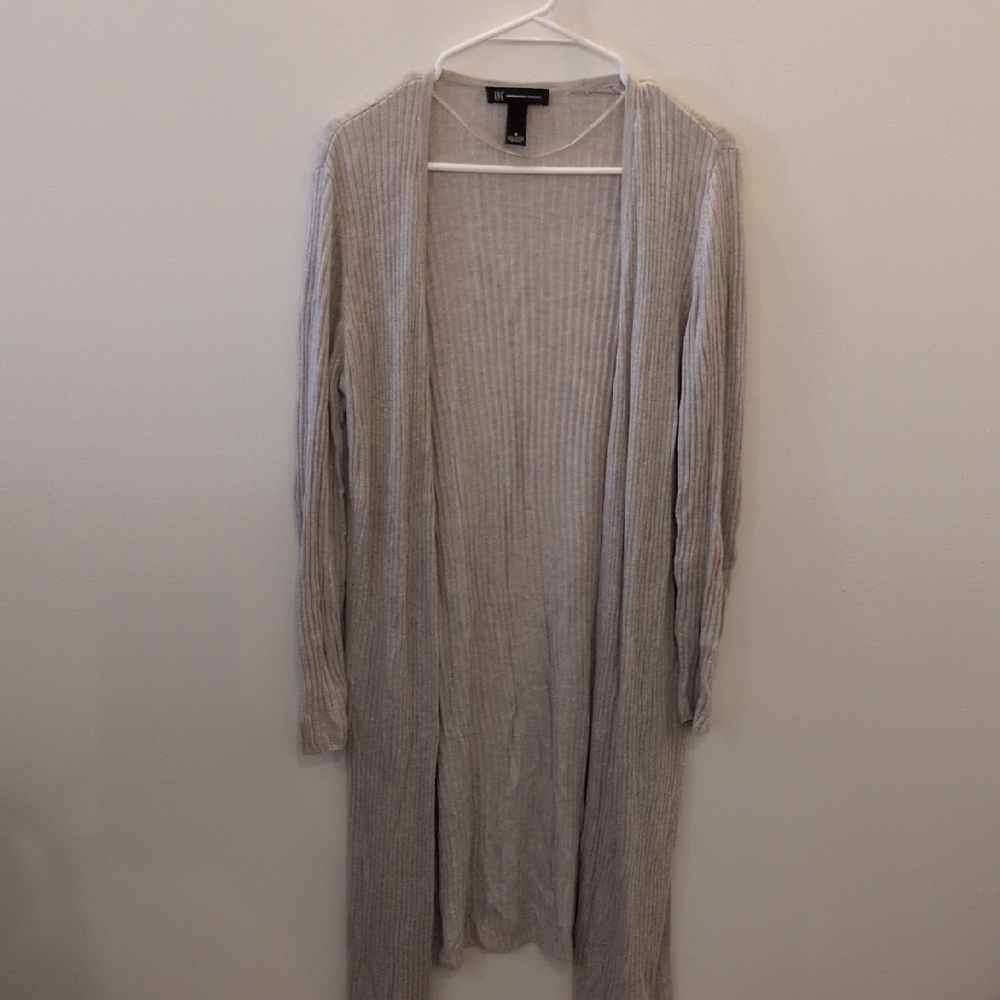 Gray Open Front Cardigan Sweater